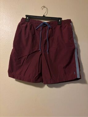 Polo by Ralph Lauren Burgundy Swim Shorts with White Mesh Lining
